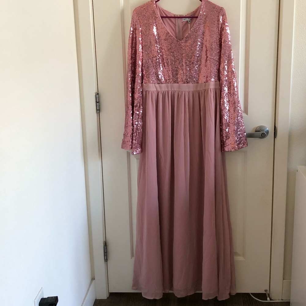 Sequin long sleeve maxi dress